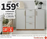 COMMODE 2 PORTES + 3 TIROIRS Conforama