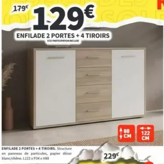 ENFILADE 2 PORTES + 4 TIROIRS Conforama