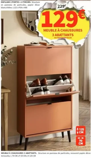 MEUBLE À CHAUSSURES 3 ABATTANTS Conforama