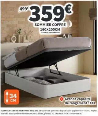 Sommier coffre 160x200cm Conforama