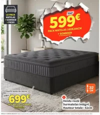 Pack Matelas 160x200cm + Sommier + Pieds