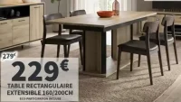 Table rectangulaire extensible 160/200cm
