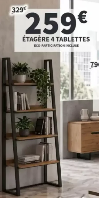 Étagère 4 tablettes Esprit industriel