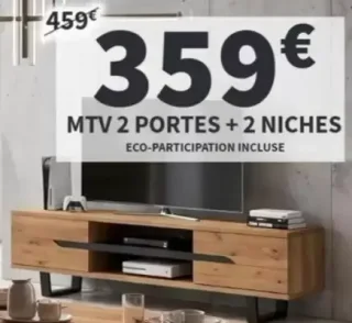 Meuble TV MTV 2 portes + 2 niches Esprit industriel