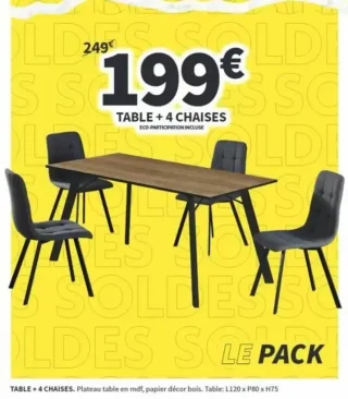 TABLE + 4 CHAISES