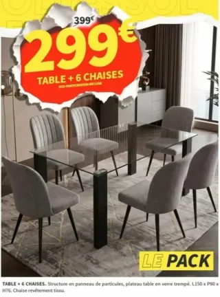 TABLE + 6 CHAISES