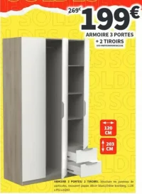 Armoire 3 portes + 2 tiroirs