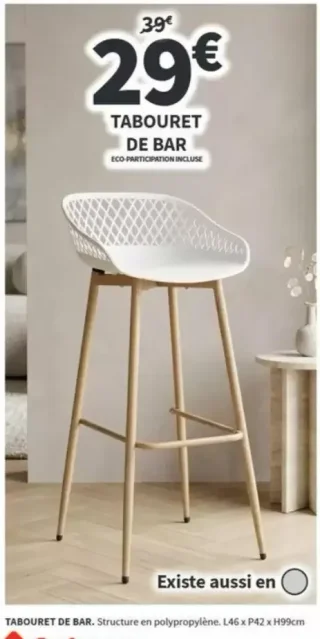 Tabouret de bar blanc Conforama