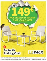PACK 2 FAUTEUILS ROCKING CHAIR + TABLE BASSE