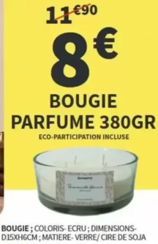 Bougie parfumée coloris écru 380g