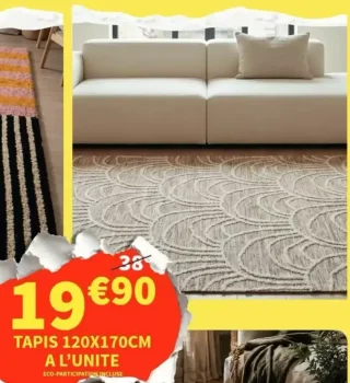 Tapis beige motifs vagues 120x170cm