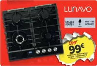 Plaque de cuisson gaz Lunavo LUVWBH4GTB