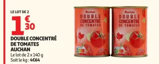 Double concentré de tomates Auchan