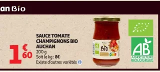SAUCE TOMATE CHAMPIGNONS BIO AUCHAN