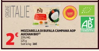 MOZZARELLA DI BUFALA CAMPANA AOP AUCHAN BIO