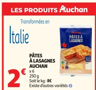 Pâtes à lasagnes Auchan