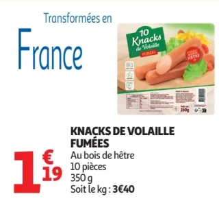 Knacks de volaille fumées