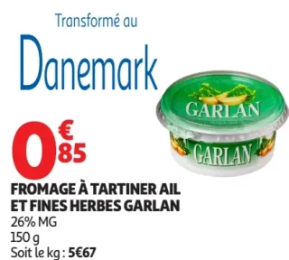 FROMAGE À TARTINER AIL ET FINES HERBES GARLAN