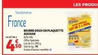 Beurre doux en plaquette Auchan
