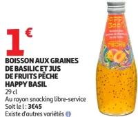 BOISSON AUX GRAINES DE BASILIC ET JUS DE FRUITS PÊCHE HAPPY BASIL