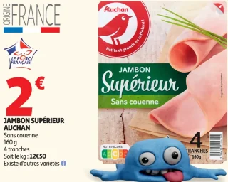 Jambon Supérieur Auchan Sans couenne