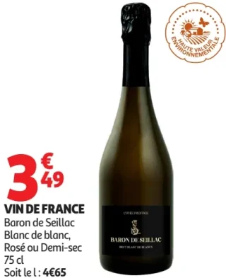 Vin de France Baron de Seillac Blanc de blanc, Rosé ou Demi-sec