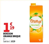 Boisson orange brique Auchan