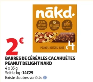 Barres de céréales cacahuètes Peanut Delight Nakd