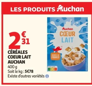 Céréales Coeur Lait Auchan