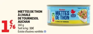 Miettes de thon à l'huile de tournesol Auchan