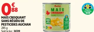 Maïs croquant sans résidu de pesticides Auchan