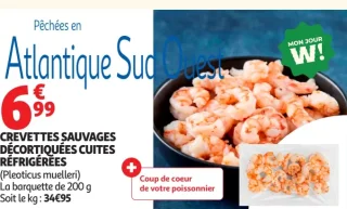 Crevettes sauvages décortiquées cuites réfrigérées