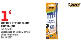Lot de 5 stylos bleus Cristal Bic