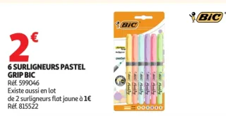 6 Surligneurs pastel Grip Bic