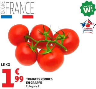 Tomates rondes en grappe Catégorie 1
