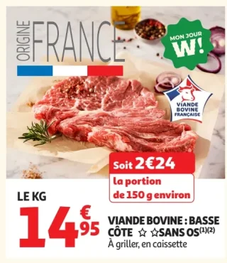 Viande bovine : Basse côte sans os