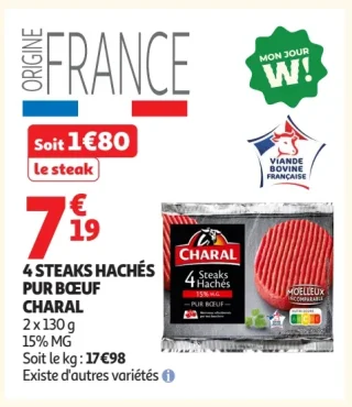 4 Steaks Hachés pur boeuf Charal