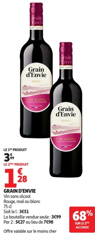 GRAIN D'ENVIE Vin sans alcool Rouge, rosé ou blanc