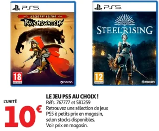 Jeu PS5 au choix (Ravenswatch / Steelrising)