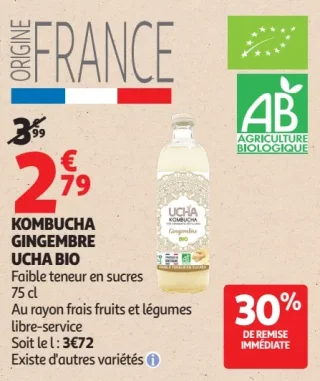 Kombucha gingembre Ucha Bio