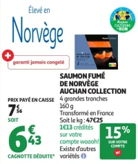 Saumon fumé de Norvège Auchan Collection