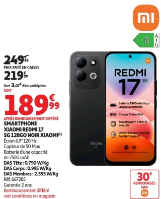SMARTPHONE XIAOMI REDMI 17 5G 128GO NOIR
