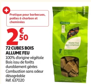 72 cubes bois allume feu