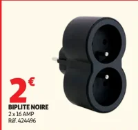 Biplite noire 2 x 16 Amp