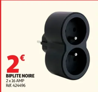 Biplite noire 2 x 16 Amp