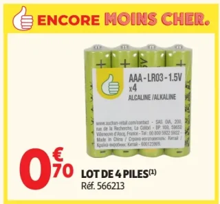 Auchan Lot de 4 piles AAA-LR03-1.5V