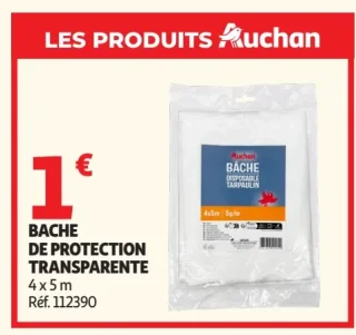 Auchan Bâche de protection transparente 4 x 5 m