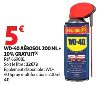 WD-40 Aérosol 200 ml + 10% gratuit