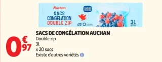 Sacs de congélation Double zip 3L Auchan