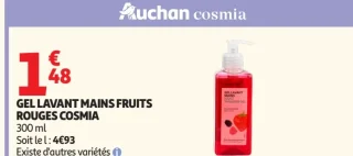 Gel lavant mains fruits rouges Cosmia
